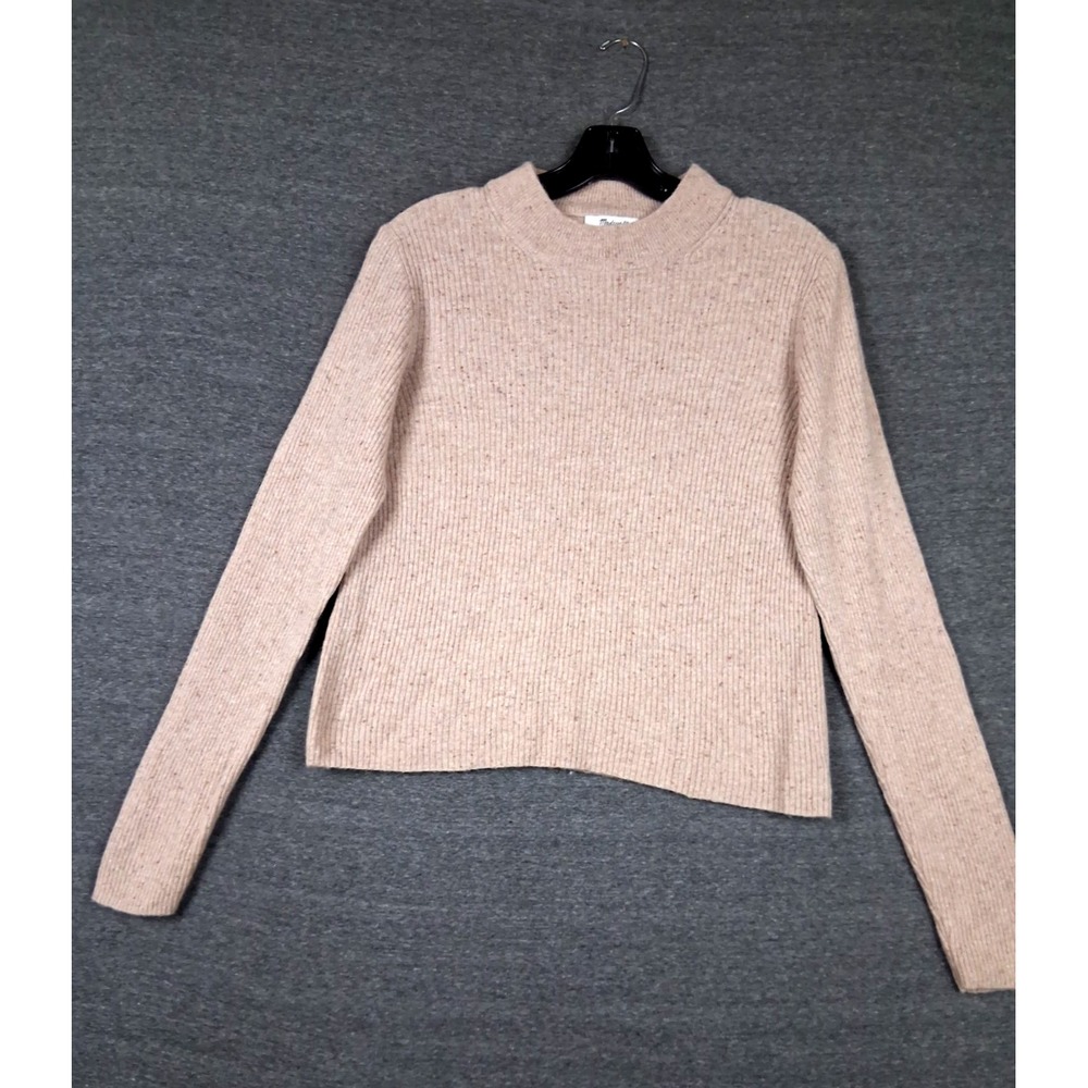 Madewell Womens Sweater XL Oatmeal Merino Alpaca Rib Minimalist Light‎ Academia